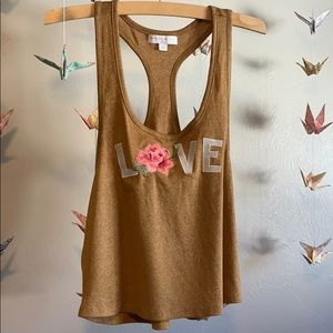 Spiritual Gangster gold glitter LOVE tank
